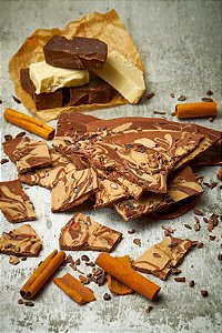 Lascas de Chocolate Mesclado com Canela LINHA SENES - Zero açúcar, vegano, sem glúten, sem lácteos