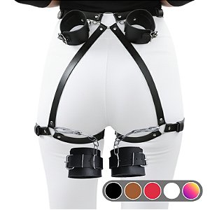 Arreio Harness de Cintura com Algemas e Tornozeleiras – Couro Sintético Premium