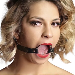 Mordaça com Argola em Couro Sintético - BDSM - FETICHE - SADO - SEX SHOP