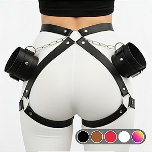 Harness com Algemas Ajustáveis – Couro Sintético Premium