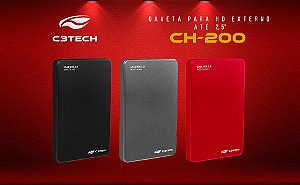 CASE GAVETA P/ HD EXTERNO 2,5 USB 2.0 CH-200 C3TECH