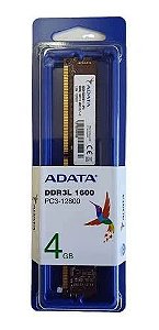 MEMÓRIA DESKTOP ADATA 4GB DDR3L 1600MHZ LOW VOLTAGE ADDX1600W4G11SPU