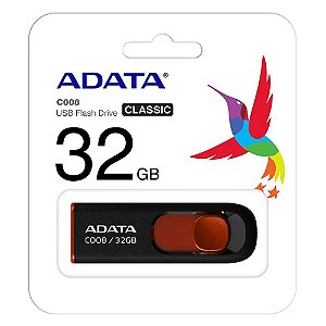 PEN DRIVE ADATA 32GB AC008 PRETO/VERMELHO AC00832GRKD