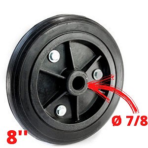 Roda de Carrinho de Carga Armazém 8'' PP Furo de 7/8''