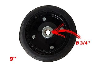 Roda de Carrinho de Carga Armazém 9'' Chapa e Rolamento de 3/4''