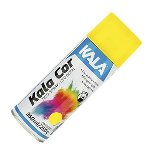 Tinta Spray Amarelo Kala Color Uso Geral 350ml Kala Aerossol Secagem Rápida Gesso Cerâmica Aerosol