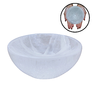Bowl Tigela de Selenita Natural 10cm Para Purificação de Pedras dos Chakras