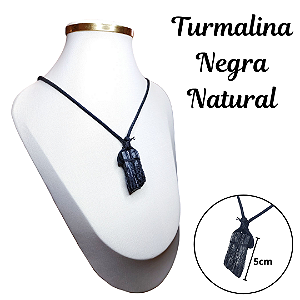 Colar Turmalina Negra Barbante Artesanal Ajustável