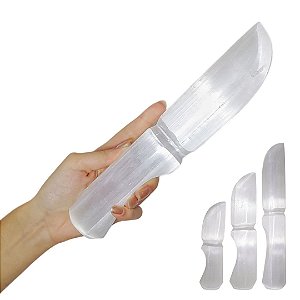 Faca Adaga de Cristal Selenita Natural Vários Tamanhos