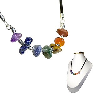 Colar Choker Cordão 7 Chakras Pedras Naturais