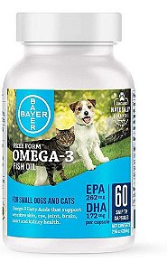 Ômega 3 Bayer para Cães e Gatos Pequeno - 60 Capsulas Softgel