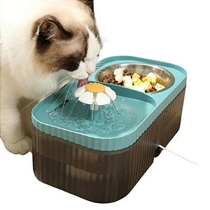 Fonte Bebedouro Comedouro Inox Duplo Cão Gato 3 Litros