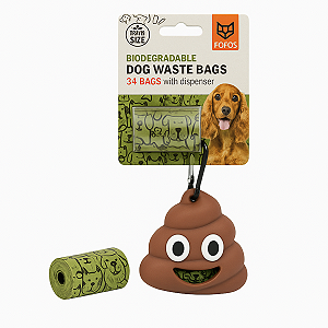 Conjunto Dispenser Saco Lixo Emoji 34 Saquinhos Pets