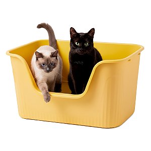 Caixa  Areia Higiênica Gatos anti sujeira Borda Alta 63x44x33 animaux