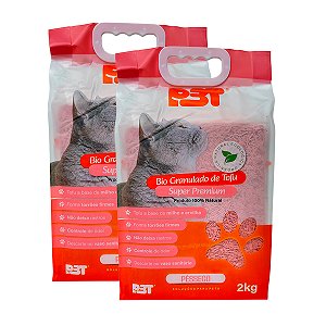 2UN Granulado Biodegradável Tofu Areia Gato 2kg PÊSSEGO P3T