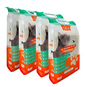 4UN Granulado Biodegradável Tofu Areia Gato 8kg NATURAL P3T