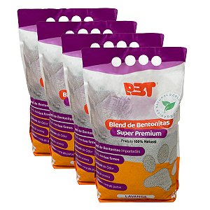 4UN Bentonita Areia Sanitária Gatos 16kg Biodegradável P3T Lavanda