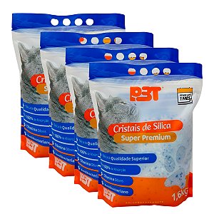 4UN Areia Sanitária de Gato Cristais Sílica GROSSA 6,4kg P3T
