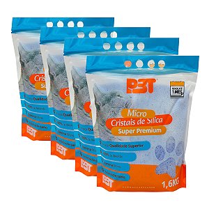 4UN Areia Sanitária de Gato Micro Cristais Sílica FINA 6,4kg P3T