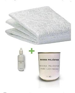 Kit Reparo Manta Fibra De Vidro 2,25m² Resina 1kg e Catalizador Gratis