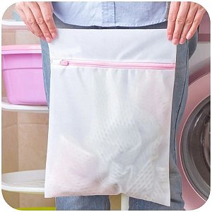 Kit 3 Saquinhos De Lavar Roupas Delicadas Com Zíper 40x50cm
