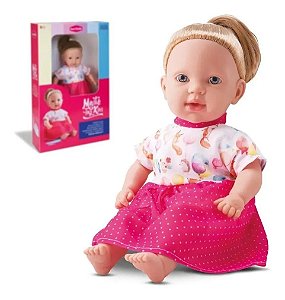 Boneca Infantil Bebê Maitê Faz Xixi Com Mamadeira Fraldinha