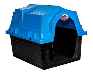 Casinha Cães Cachorros Gatos Plástico 59x49x48 Casa Pet N3 Azul