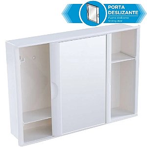 Armário Plástico Versátil com Porta de Correr 29x41x10cm de Embutir e Sobrepor Astra Branco