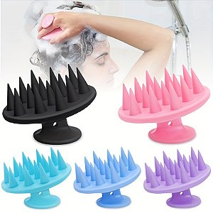Escova silicone massageadora couro cabeludo