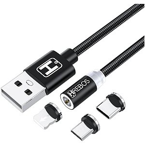 Cabo Carregador HRebos HS-211 3x1 USB para Lightning, Tipo C ou V8