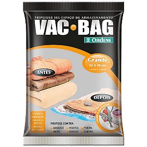 Saco à Vácuo Vac Bag Ordene Grande 55x90cm Compacta Roupa Edredom Mala