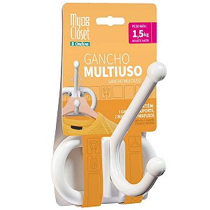 Gancho Duplo Multiuso Branco Cabideiro Suporte Parede Armário Closet