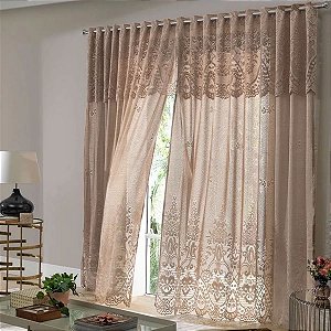 Cortina Sala Quarto Renda Irlanda Desert 300x180cm para Varão Interlar