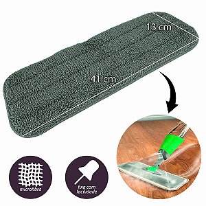 Refil para Mop Spray Rodo Mágico 41x13cm Limpeza Almofada Microfibra