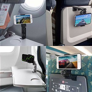 Suporte Celular Smartphone Bandeja Mesa Avião Trem Viagem com Rotação