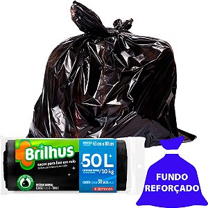 Saco de Lixo 50L Brilhus Bettanin 30 Sacos Reforçado Fundo Trançado