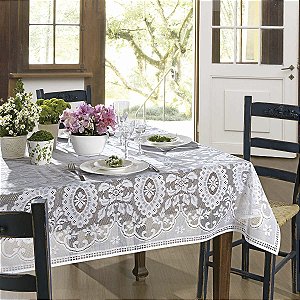 Toalha de Mesa Rendada Lepper Venezuela Retangular 140x200cm Branca