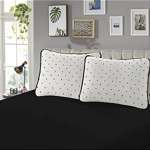 Jogo de Cama Lençol Queen Milão Preto 3 Peças Malha 100% Algodão