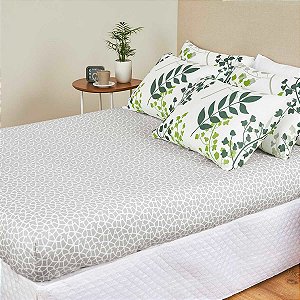 Jogo de Cama Lepper Harmonia Queen Folhagem Lençol e Fronhas 3 Peças