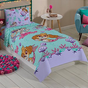 Jogo de Cama Lepper Patrulha Canina Menina Lençol Fronha 3 Peças