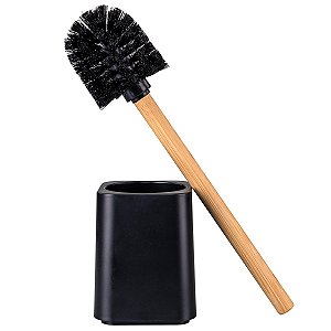 Escova Sanitária Cabo Bambu com Suporte Vaso Lavabo Banheiro Ordene