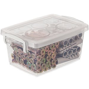 Caixa Organizadora Plástica 400ml Bel Ordene Trava Tampa Empilhável