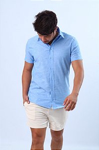 Camisa Linho Azul Pluma