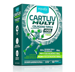 CartLiv Multi Colágeno Tipo II + MSM + Ácido Hialurônico 60 cápsulas - Equaliv