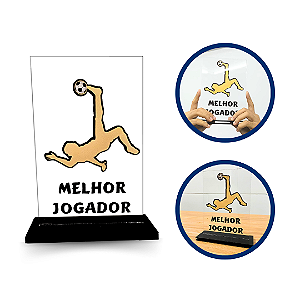 Troféu de Futebol Melhor Jogador Jogador de Ouro em Acrílico e Gravação UV