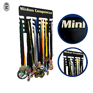 Porta Medalhas em MDF e Acrílico Personalizado Preto Unissex