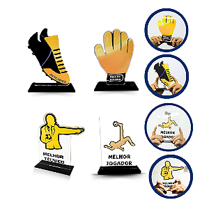 Kit Melhores do Campeonato Em Acrílico Melhor Jogador Melhor Técnico Melhor Goleiro Melhor Jogador