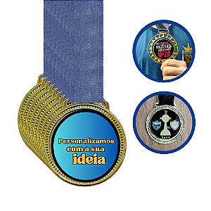 Medalha de Metal Personalizadas e Resinadas Com fita REF:MVM6003