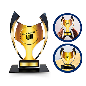 Mini Troféu em Acrílico Personalizado com Adesivo Vinílico