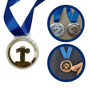 Medalhas Honra Ao Mérito 50mm Acrílico Ouro Prata Bronze Espelhado com Fita